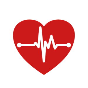 red clip art heart with heart beat through it