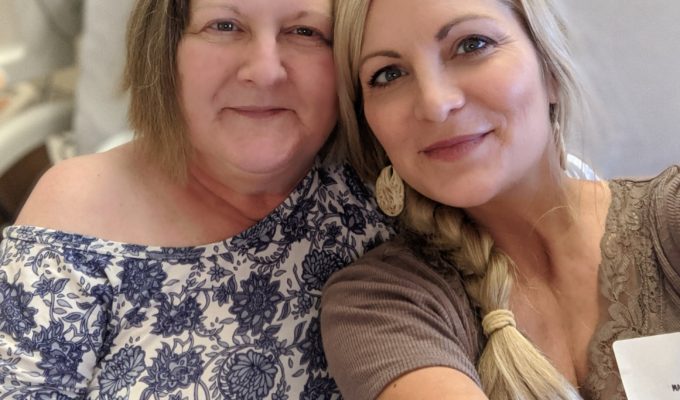 Mother and daughter during chemo treatment