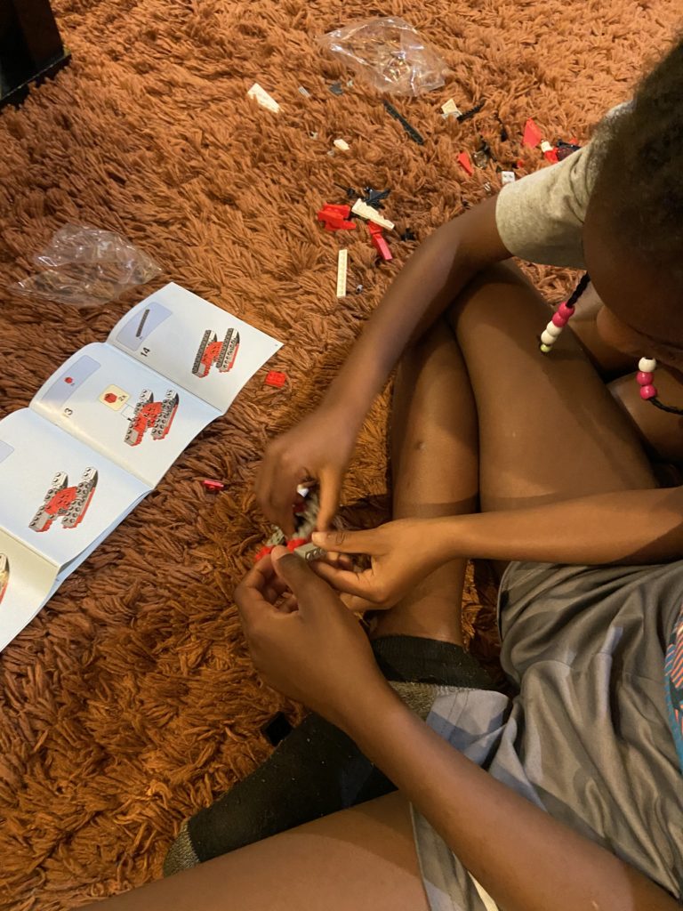 children playing with Legos